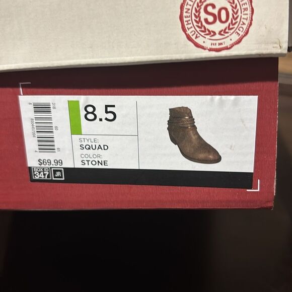 NIB Nee SO Tan Beige Belted Zippered Ankle Boots Size 8.5 - Picture 11 of 11